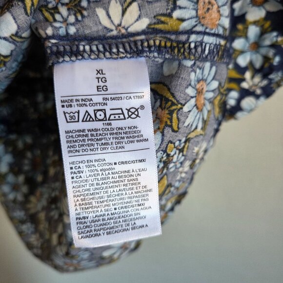 Old Navy Puff Sleeve Smocked VNeck Peplum Top Blue Floral XL Cottage Prairie NEW - Picture 8 of 10